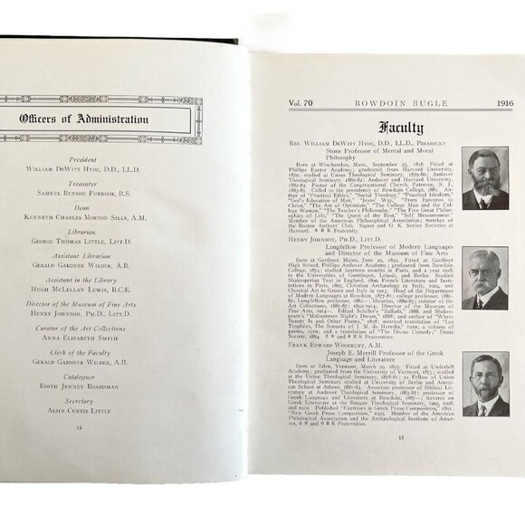 Bowdoin Bugle 1916 Maine Yearbook Volume 70 Lewiston Antique HC #2 HBS - Picture 6 of 10